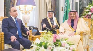 خادم حرمین تاجکستان کے پارلیمانی اسپیکر کے ساتھ… دونوں فریقین کا باہمی تعاون کے امکانات پر تبادلہ خیال